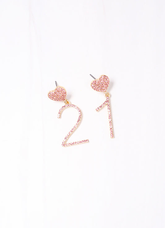 21 CZ Drop Earring PINK