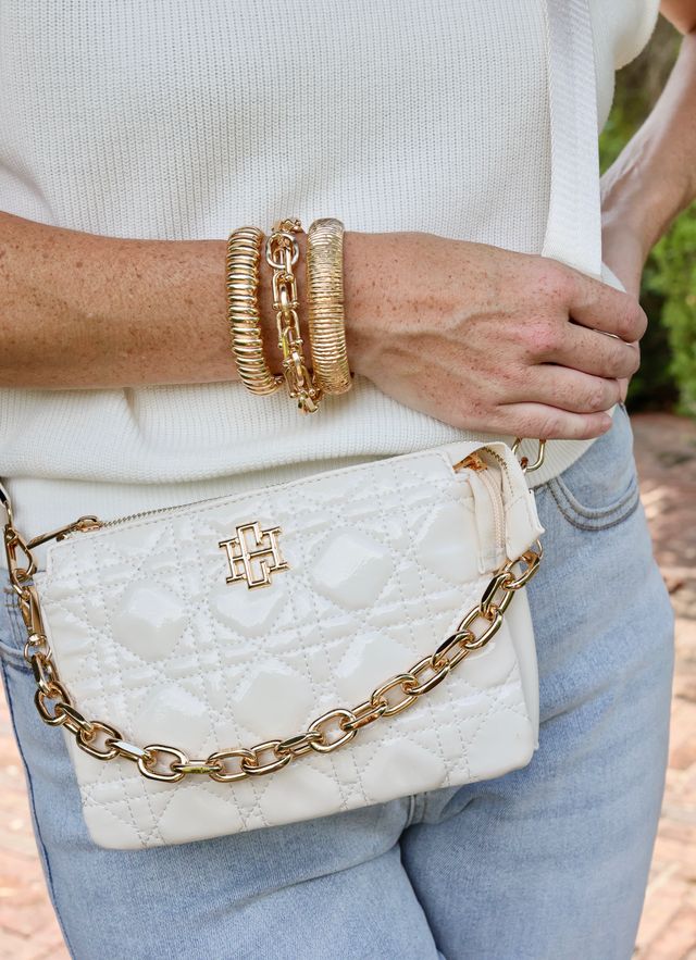 Jace Crossbody Ivory Patent LQ