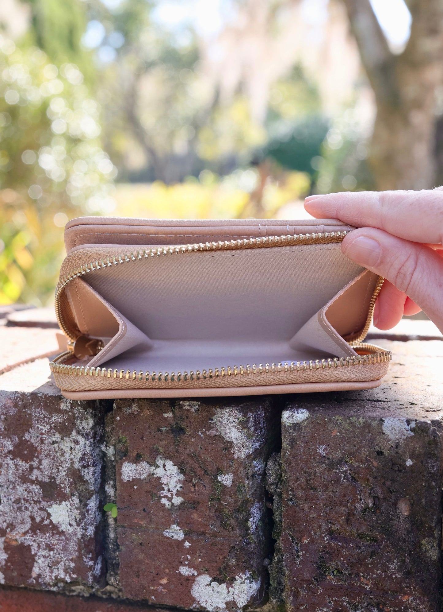 Nadine Zippered Wallet Tan