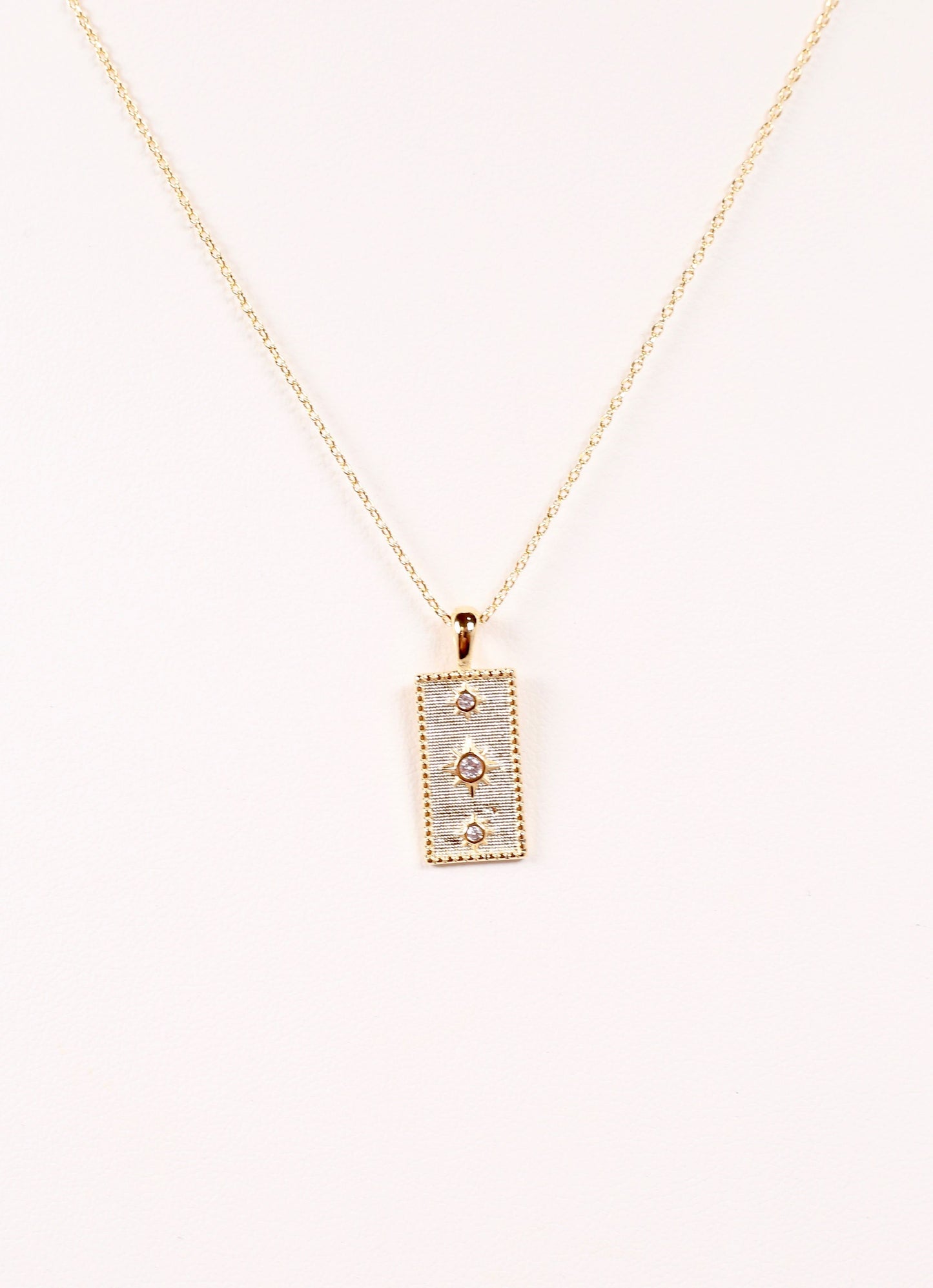 Keegan CZ Rectangle Necklace GOLD