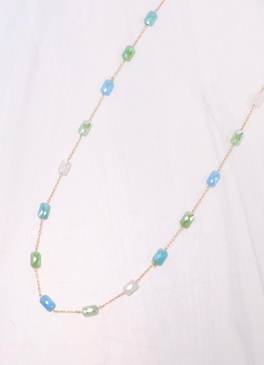 Fairway Glass Bead Necklace BLUE MULTI