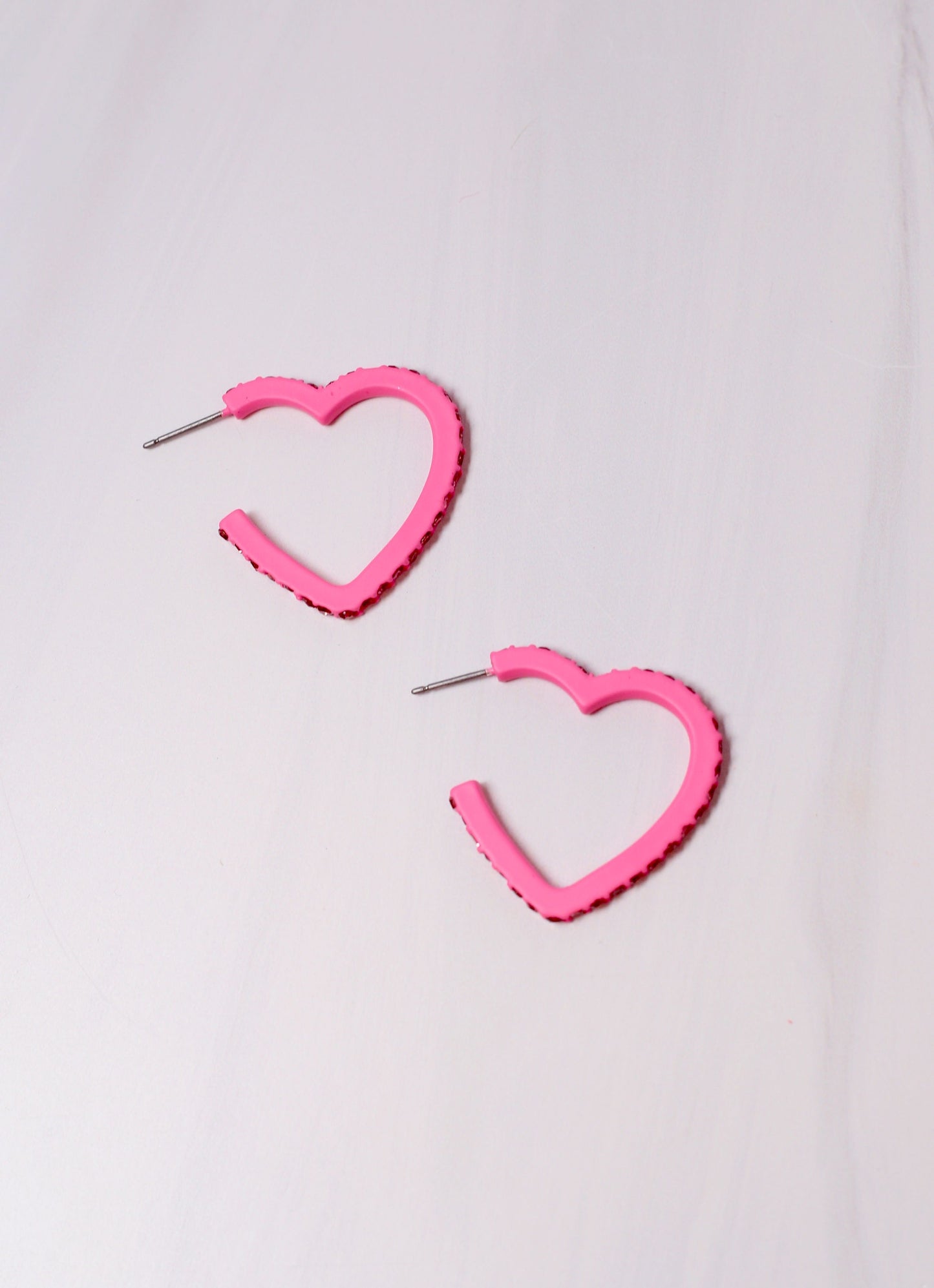 Achy Breaky Heart Hoop Earring Hot Pink