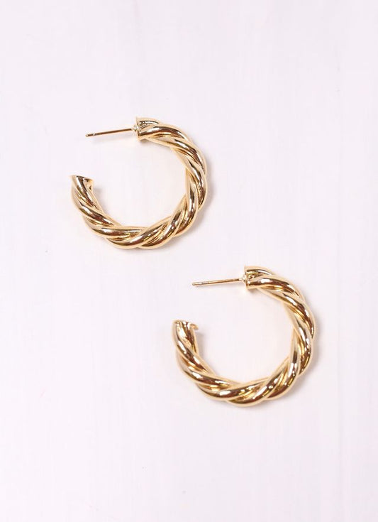 Joshamee Twisted Hoop Earring Shiny Gold