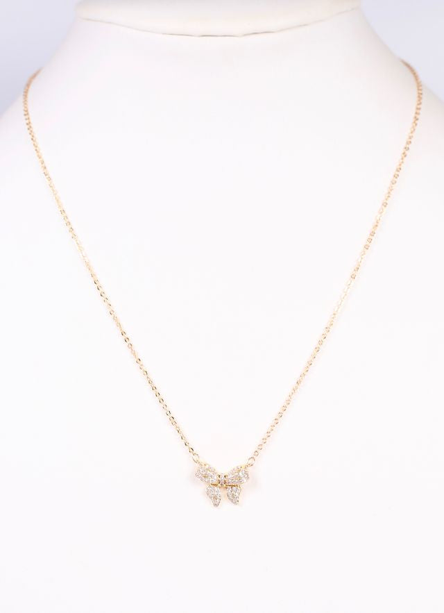 Jaquel CZ Bow Necklace GOLD