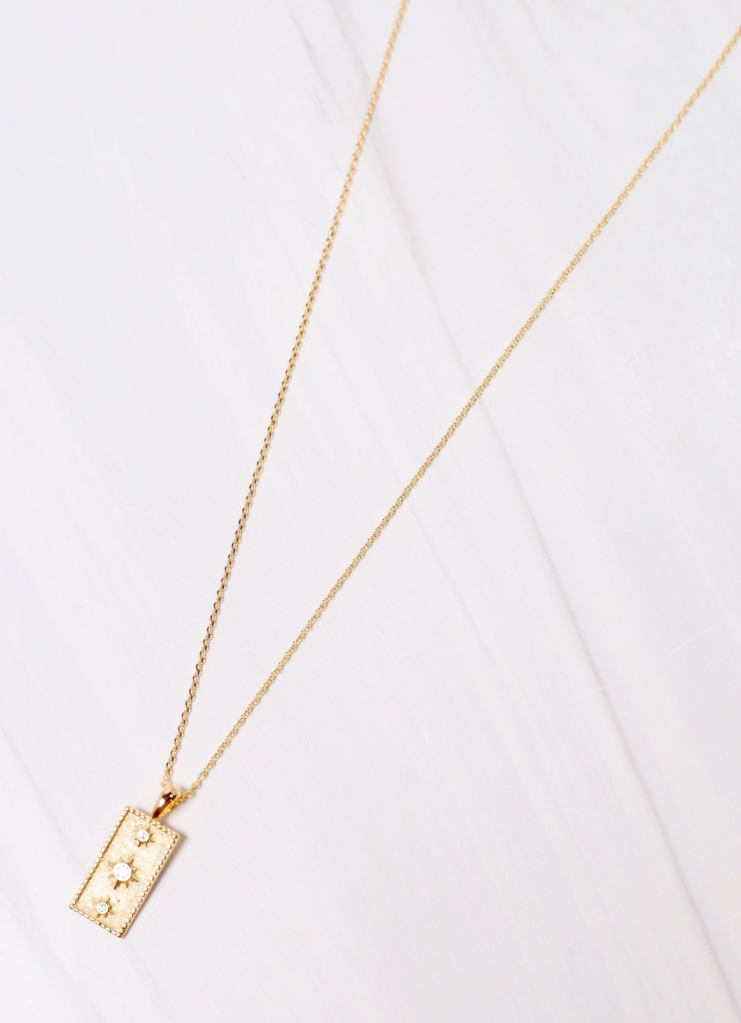 Keegan CZ Rectangle Necklace GOLD