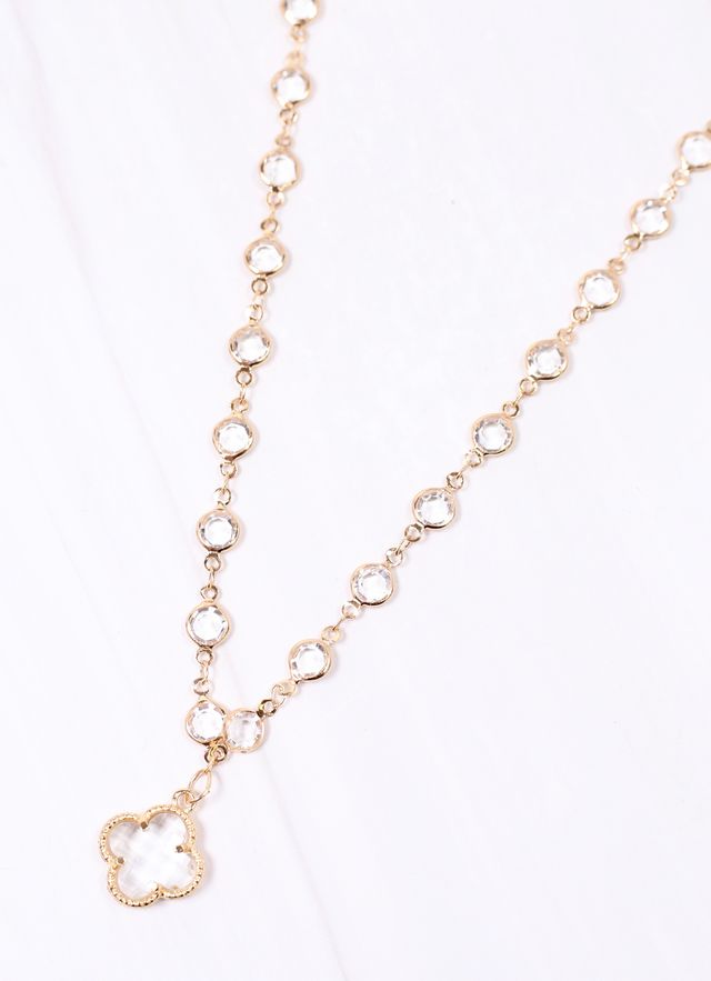 Richardson Crystal Necklace with Clover GOLD