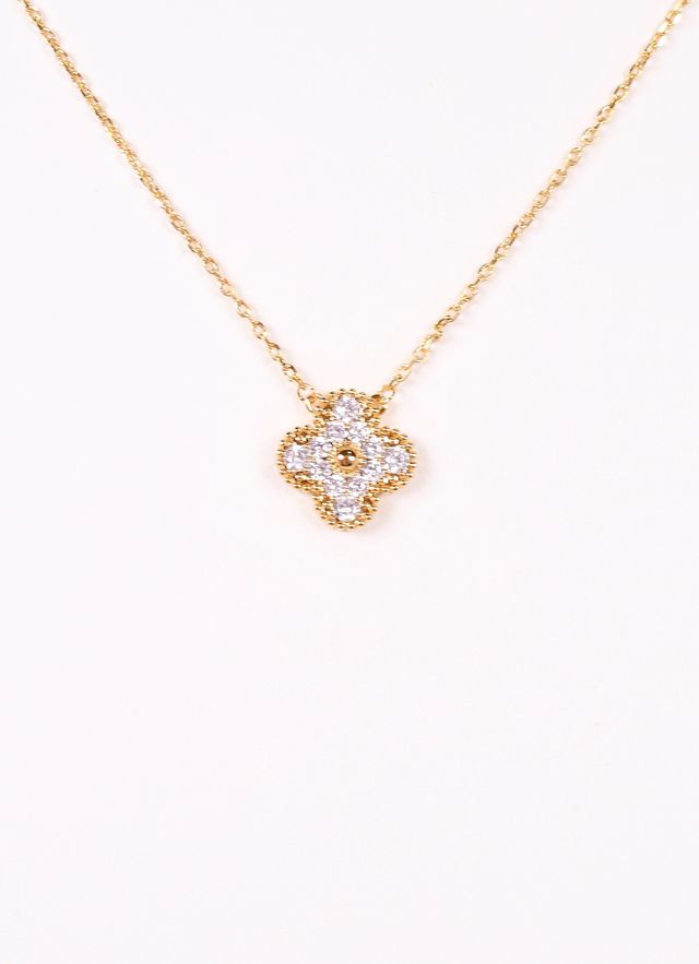 Thornton CZ Clover Necklace GOLD