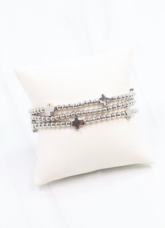 Milano Cross Bracelet Set Silver