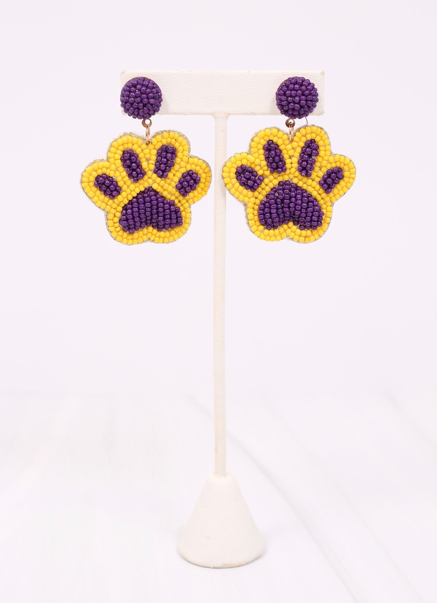 Pammy Paw Print Earring PURPLE YELLOW