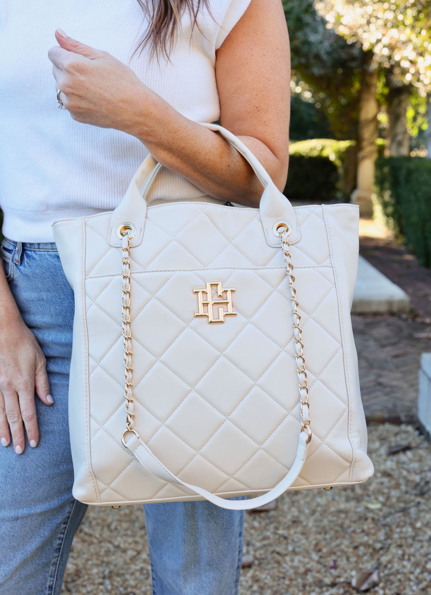 Kinzley Tote Cream Quilted LD