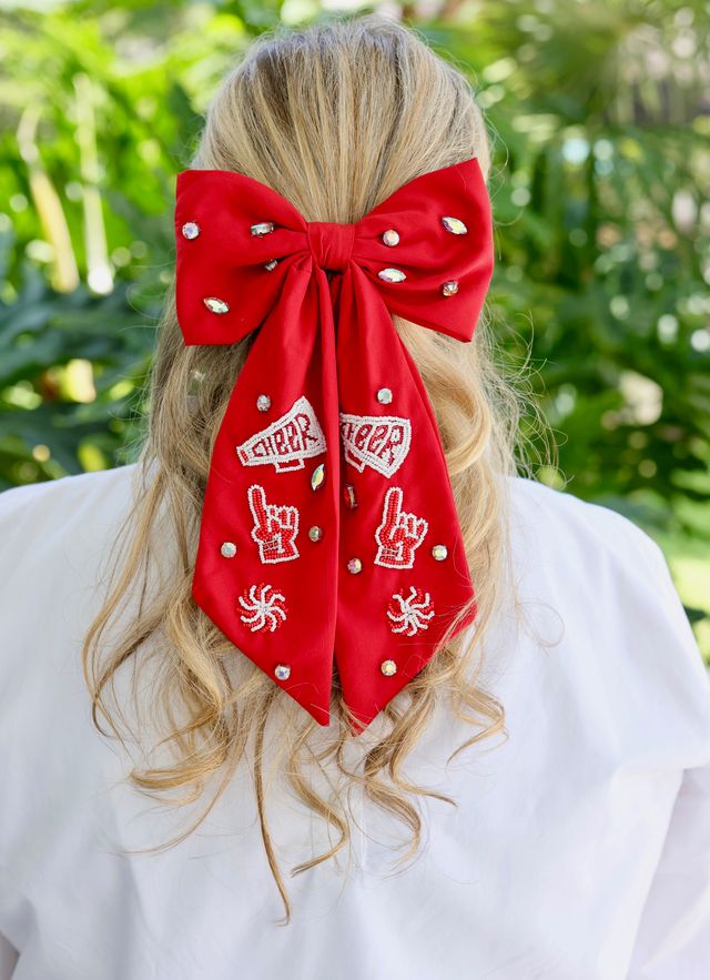 Cheer Them On Hair Bow RED