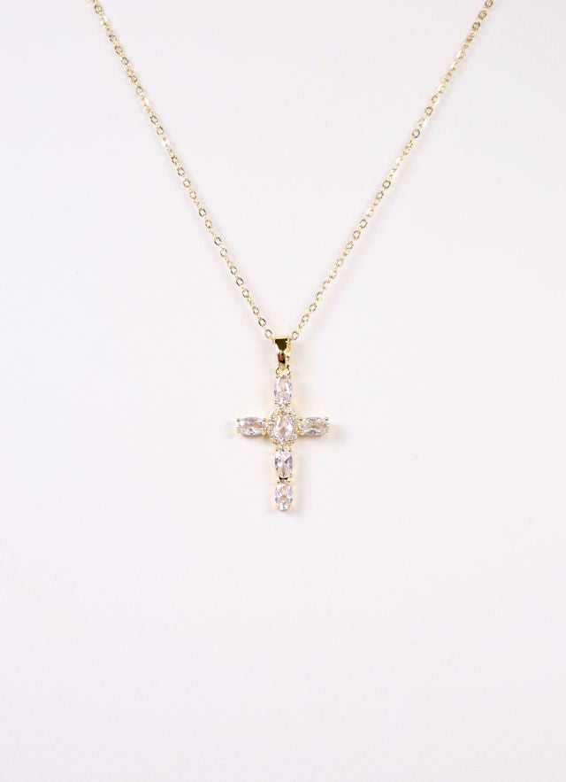 Keaney CZ Cross Necklace GOLD