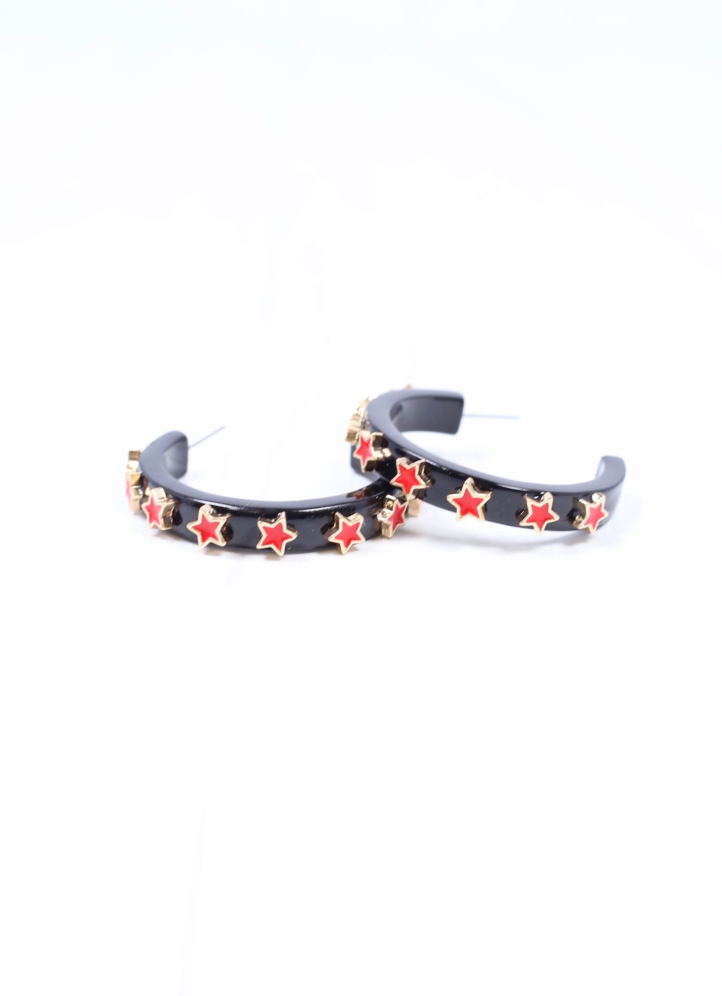 Markei Star Hoop Earring BLACK RED