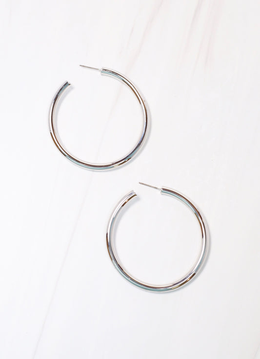 Arden Satin Hoop Earring SILVER