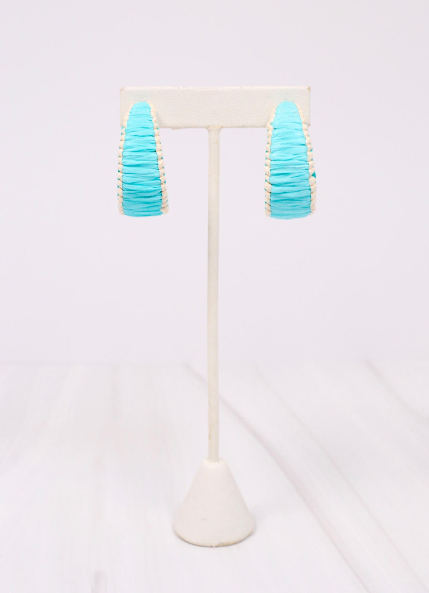 Trevone Raffia Hoop Earring AQUA