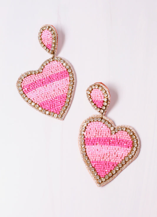 Love and Devotion Heart Earring HOT PINK