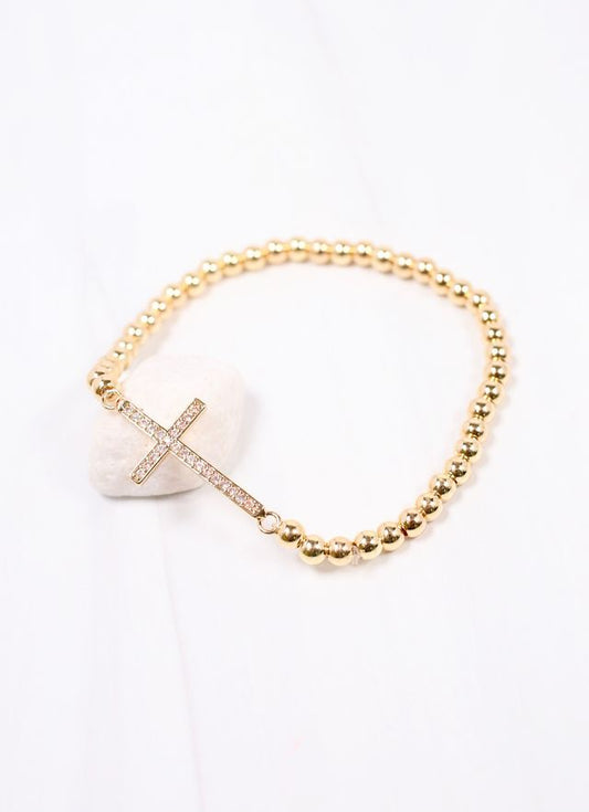 Rothman CZ Cross Bracelet GOLD