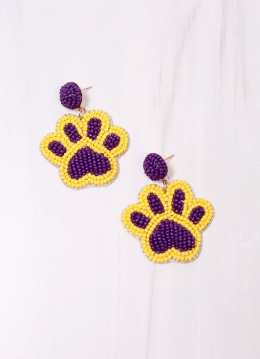 Pammy Paw Print Earring PURPLE YELLOW