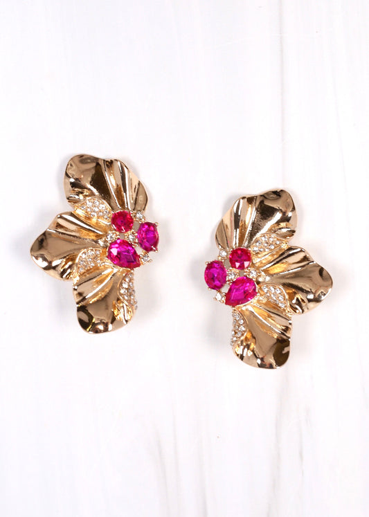 Clarington Embellished Fan Earring FUCHSIA