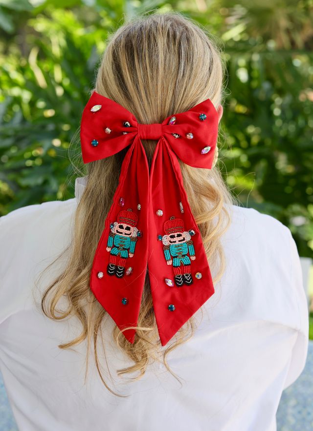 Nutcracker Hair Bow RED