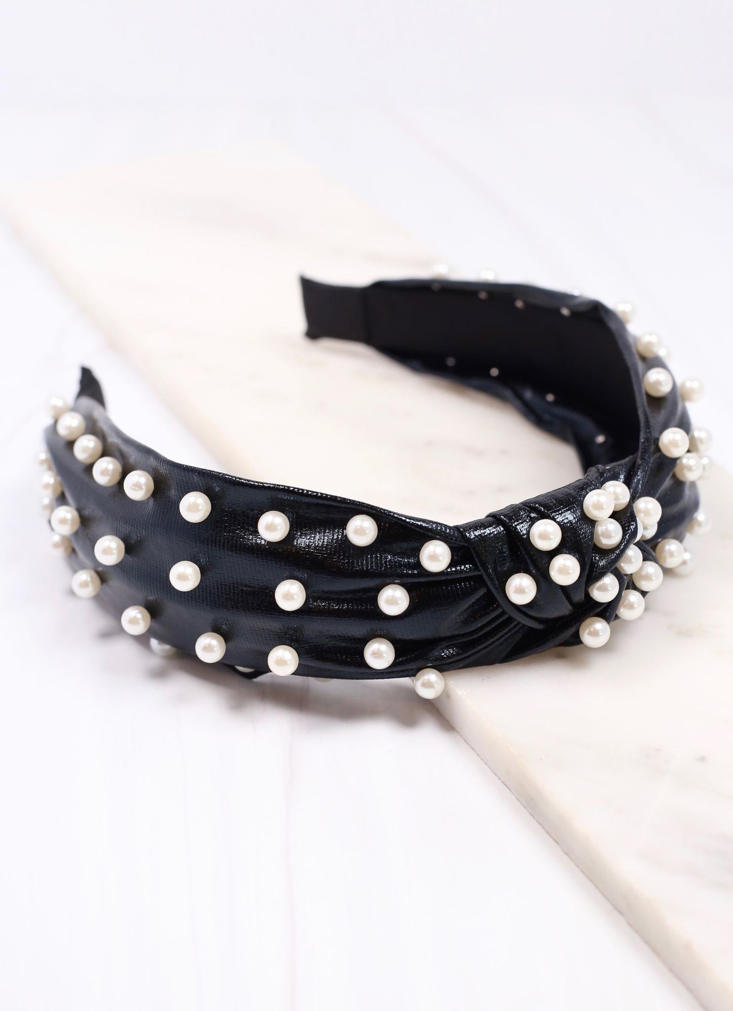 Abbie Pearl Studded Headband BLACK