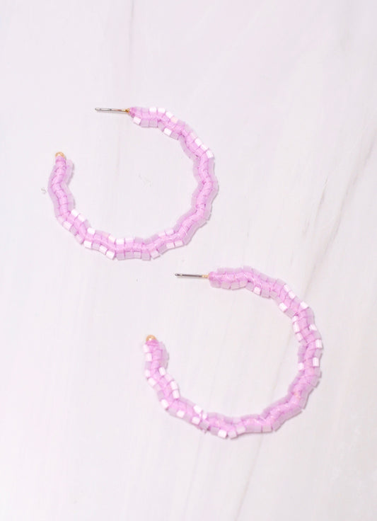 Dobson Beaded Hoop Earring LAVENDER