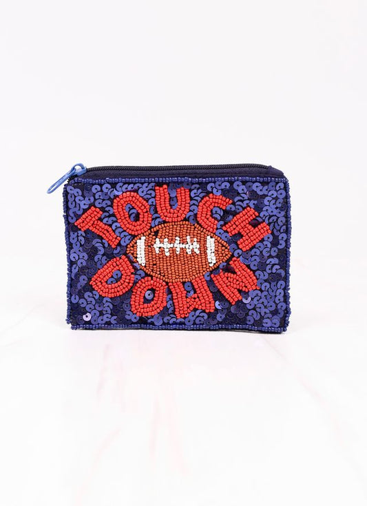 Touch Down Sequin Pouch NAVY RED