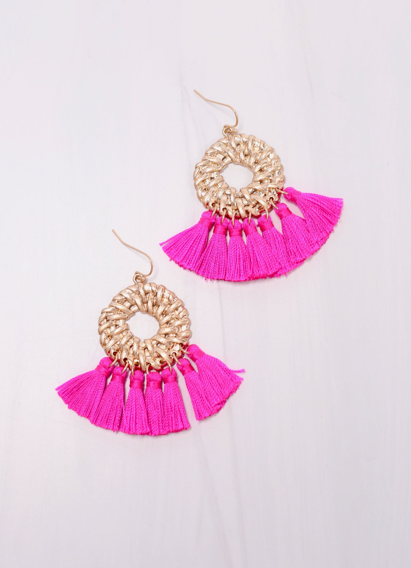 Cheshire Tassel Drop Earring HOT PINK