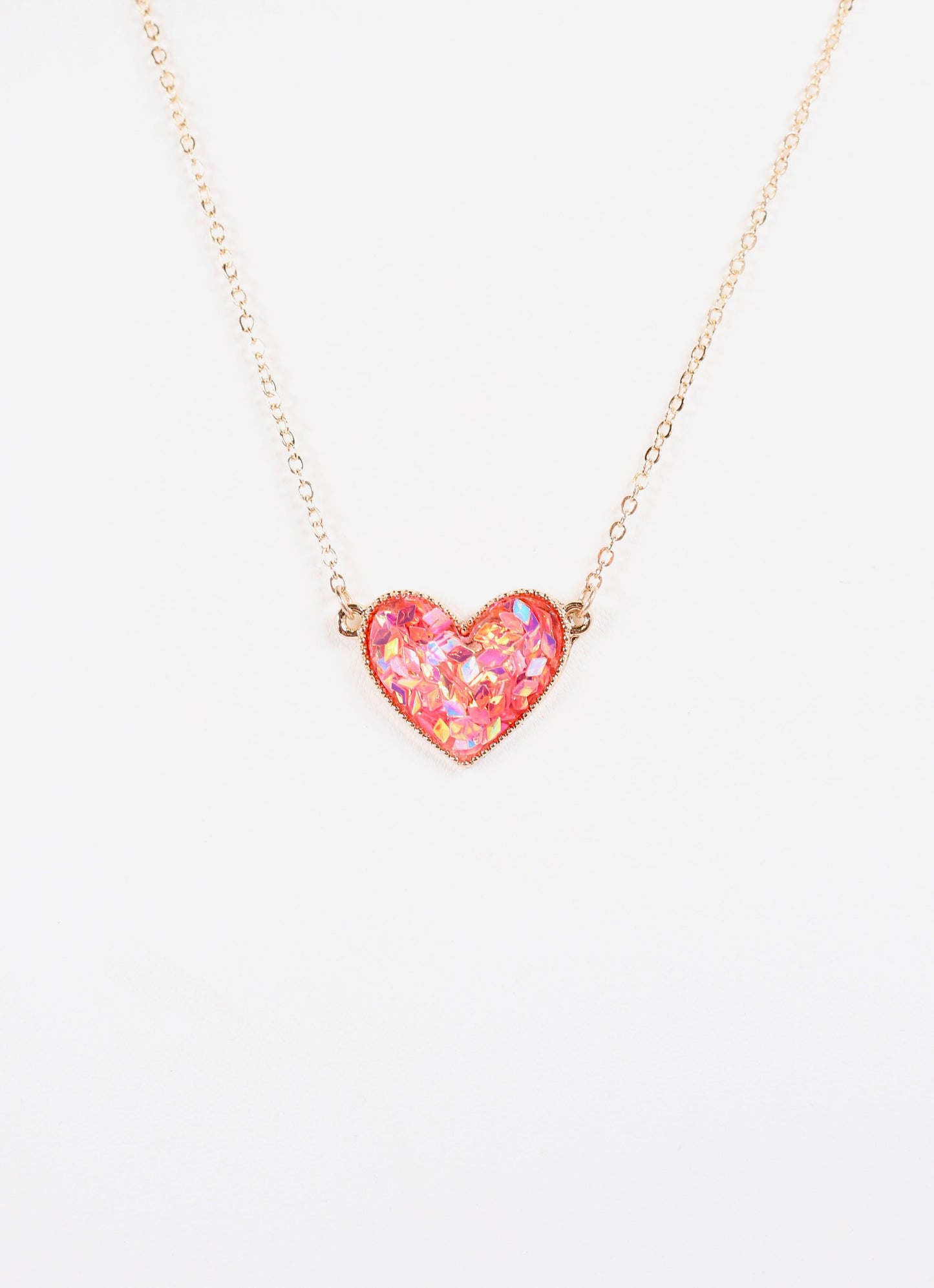 Hana Heart Confetti Necklace RED MULTI