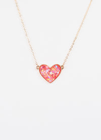 Hana Heart Confetti Necklace RED MULTI