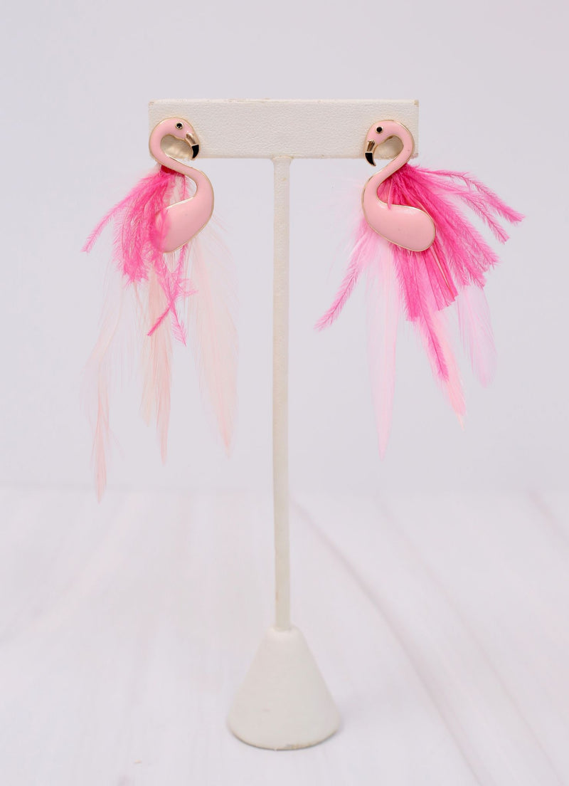 Fancy Feather Flamingo Earring PINK