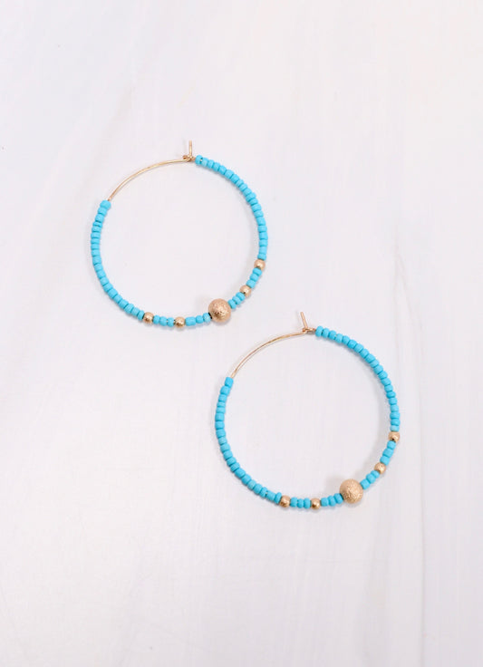 Maranda Beaded Hoop Earring TURQUOISE