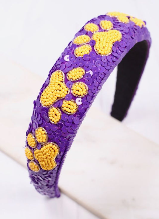 Sequin Pawty Headband PURPLE YELLOW