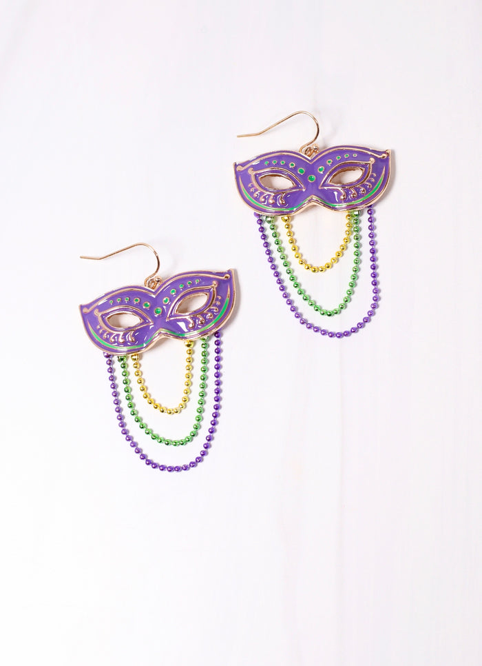 Bonnabel Mask and Beads Earring PURPLE