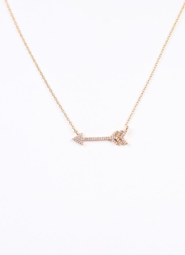 Focus & Keep Aim  Arrow Necklace GOLD