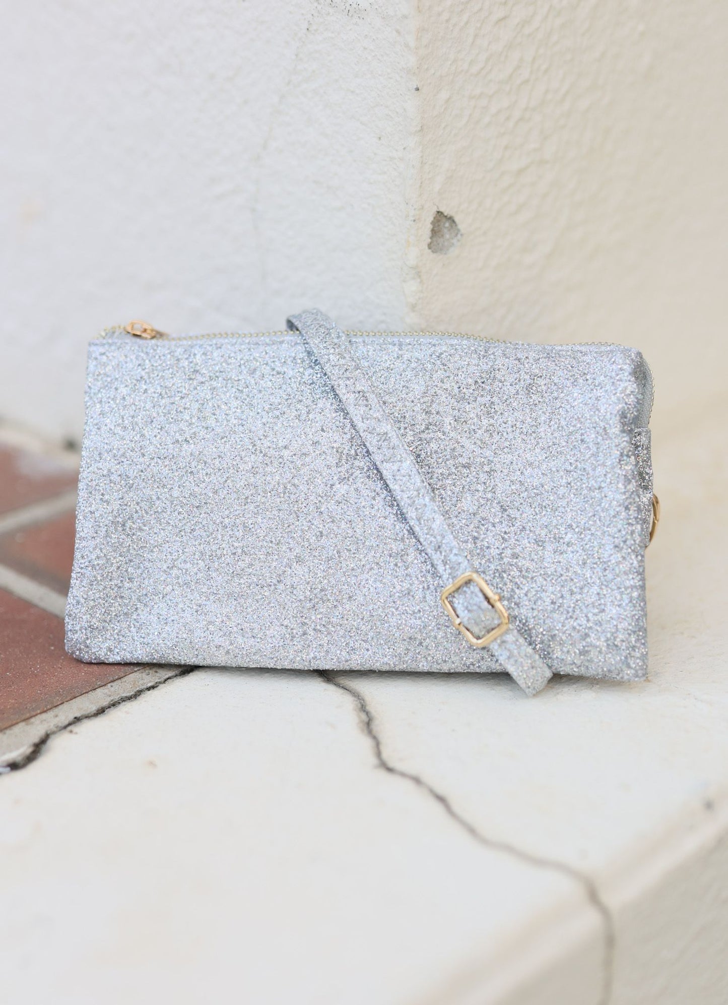 Liz Custom Collection Crossbody Bag Silver Glitter