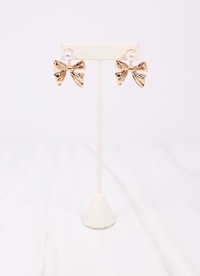 Rupert Bow Earring with Pearl Drop GOLD