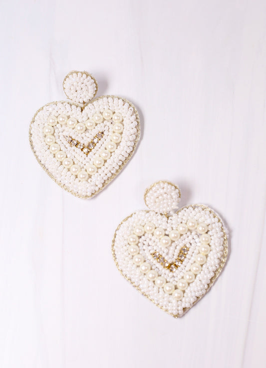 Just a Crush Heart Earring WHITE