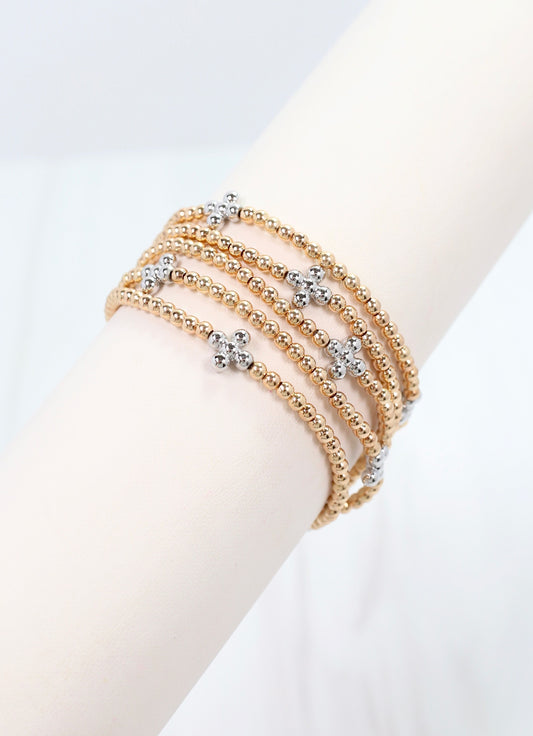 Cartwright Beaded Stretch Bracelet Gold Silver