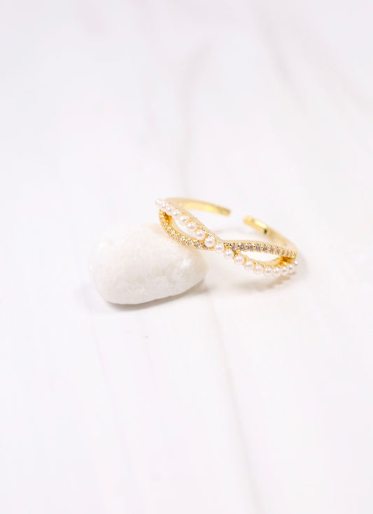 Pappas Pearl and CZ Ring GOLD