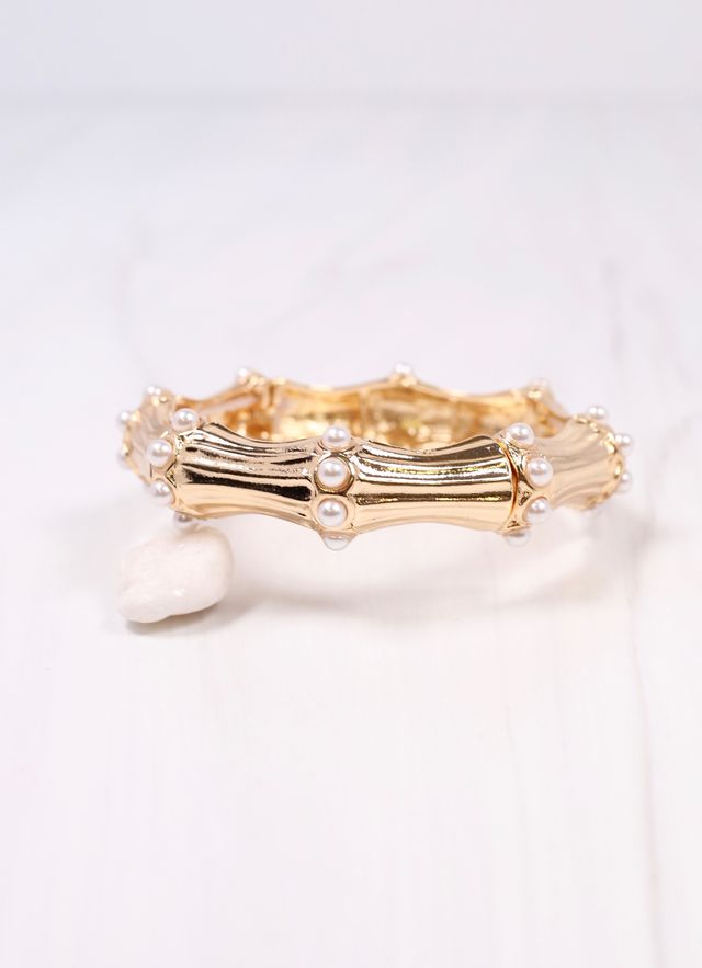 Hollander Stretch Bracelet with Pearls Gold