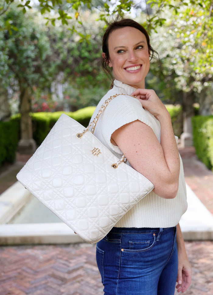 Quentin Quilted Tote IVORY