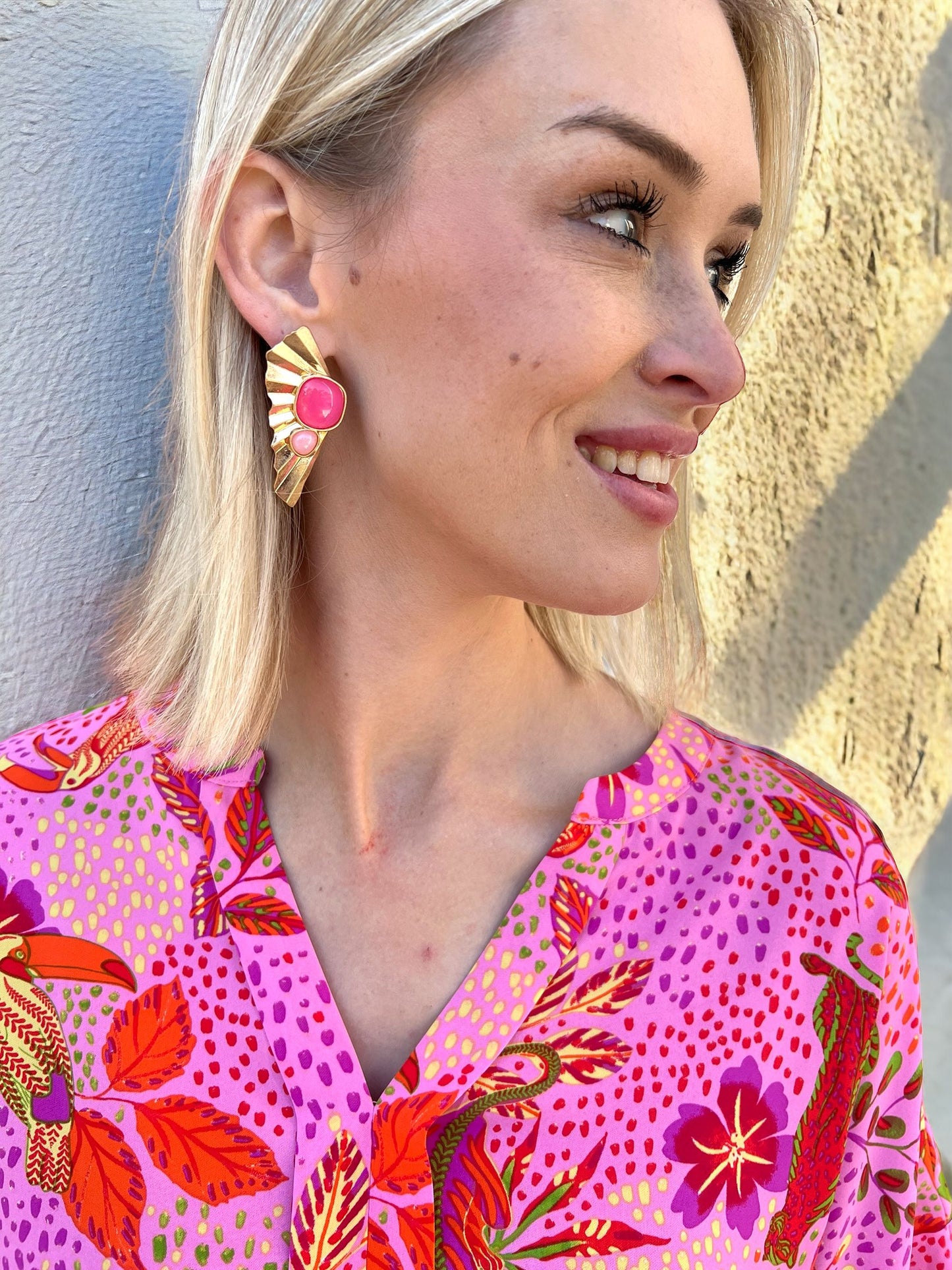 Hampshire Stone Fan Earring PINK