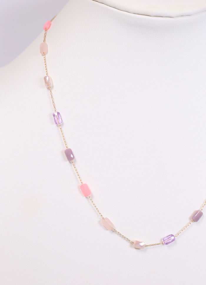 Fairway Glass Bead Necklace PINK MULTI