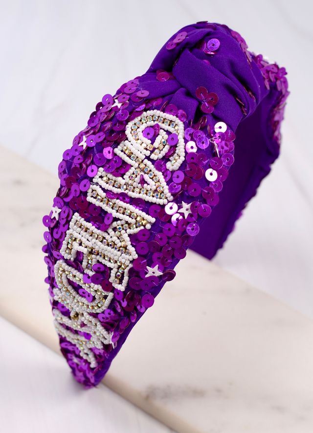 Game Day Sequin Headband PURPLE