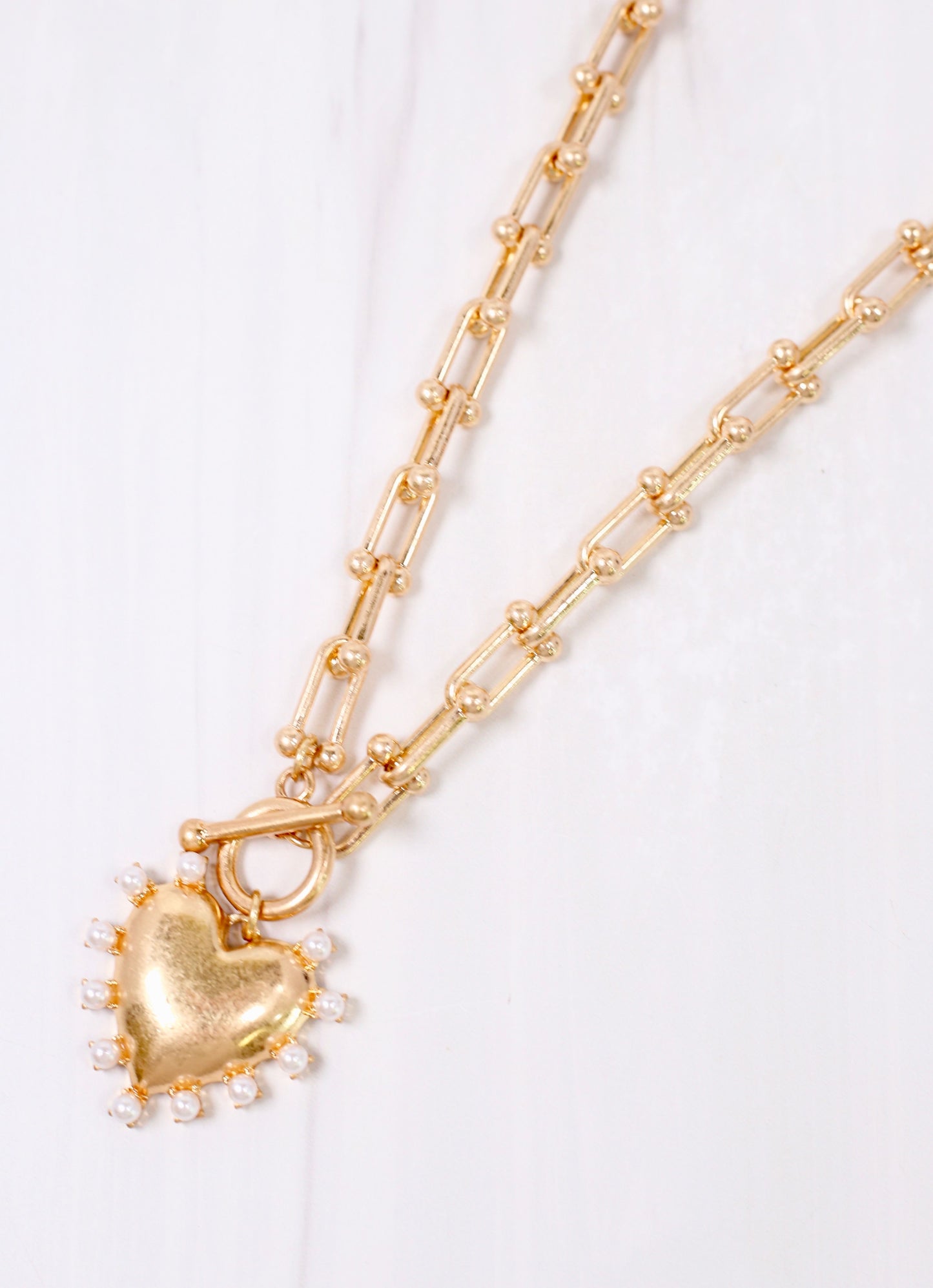 Shapiro Pearl Heart Necklace GOLD