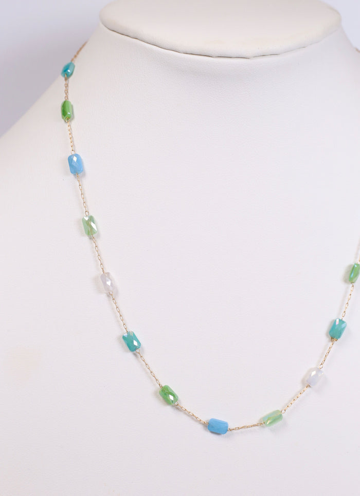 Fairway Glass Bead Necklace BLUE MULTI