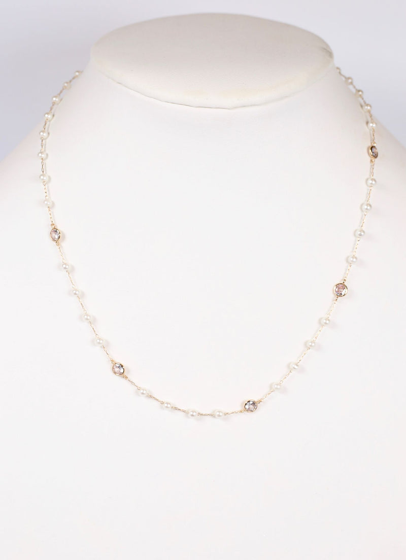 Piper Pearl and CZ Necklace IVORY