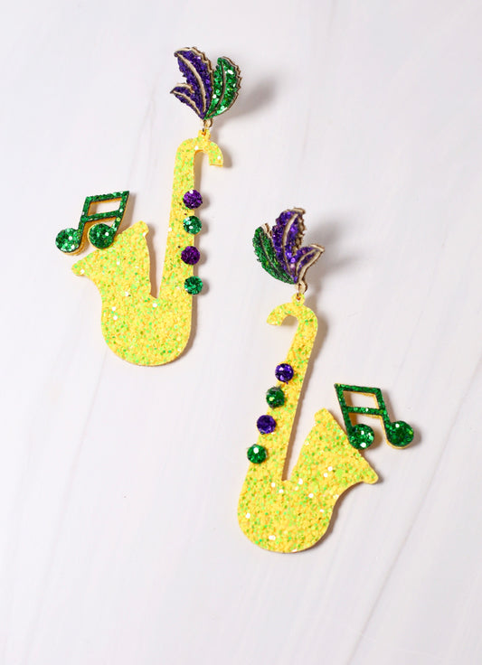 Jazzy Saxophone Earring YELLOW