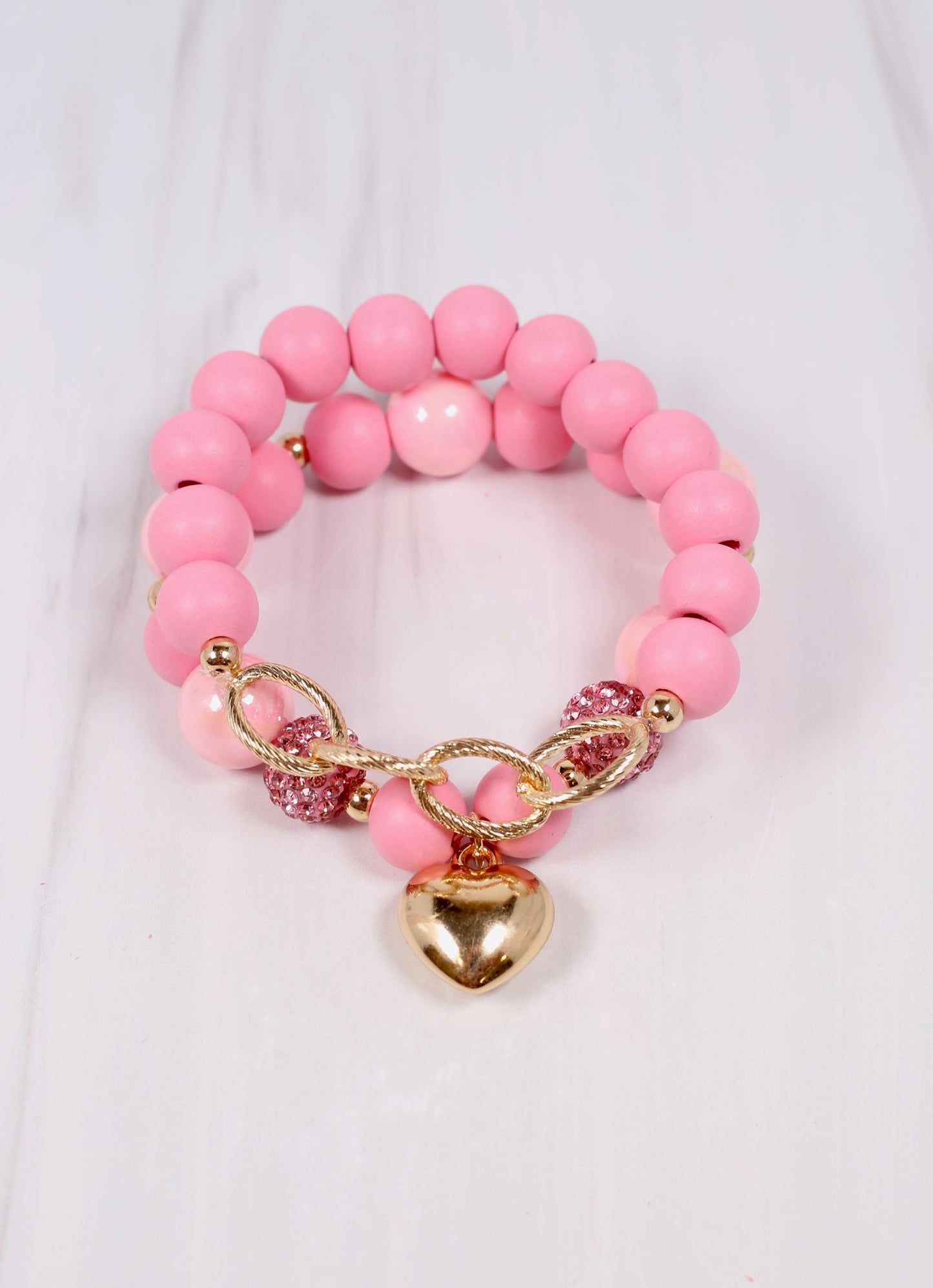 Penny Bracelet Set with Heart PINK